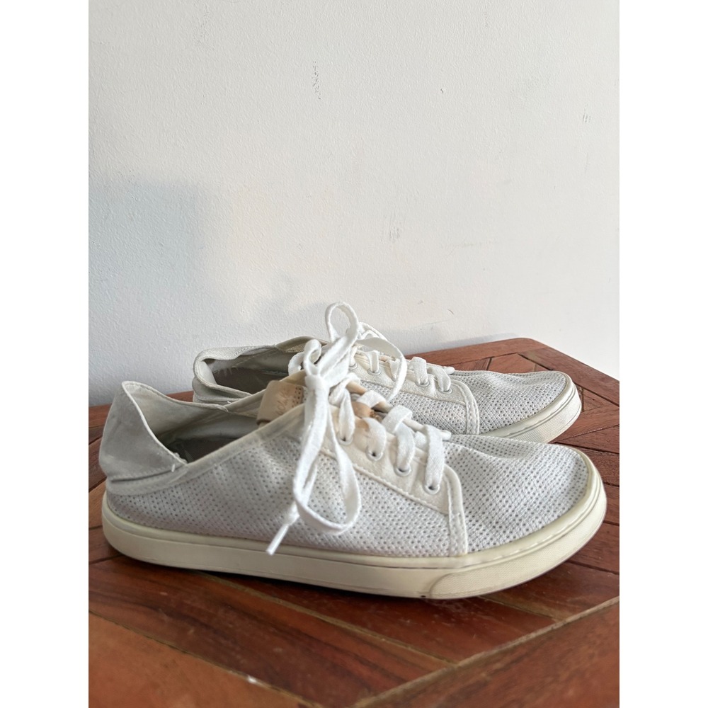 Olukai Pehuea Li White Mesh Lace Up Sneakers Drop In Heel Women Size 8